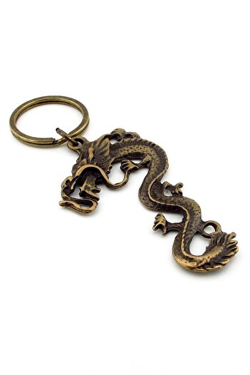 Solfera Bronze Metal Dragon Dragon Feng Shui Luck Magnificence Symbol Key Chain Kc236