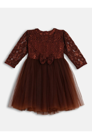 Bella Moda By Styli Lace Detail Mesh Insert Dress