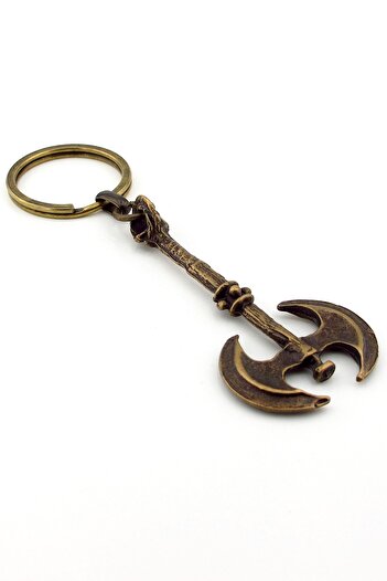 Solfera War Axe Warrior Ancient Yellow Bronze Tumbled Metal Keychain Kc257