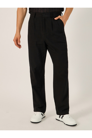 Styli Textured Relaxed Fit Pleated Trousers