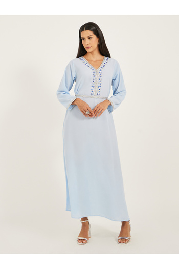 Maxim Creation By Styli Embroidered Detail V Neck Jalabiya