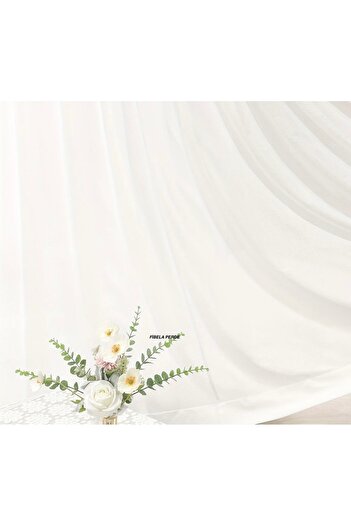 FİBELA PERDE Ekru Cream Colored Patternless Satin Fabric Sunshield Curtain, Suitable for Any Room (Solid Without Folding) Fibela