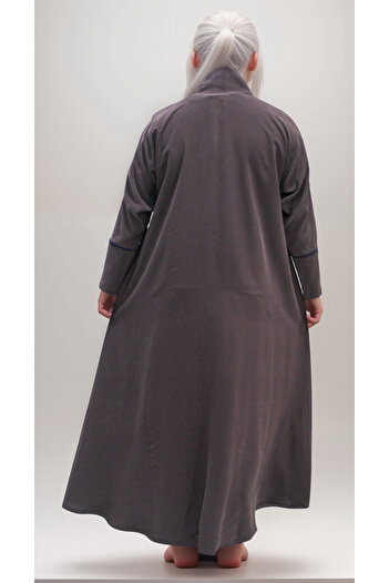 Generic Brown silk abaya with hand embroidery on the collar