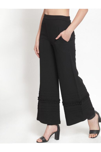 Kassually By Styli Ruffled Detail Wide Leg Palazzos