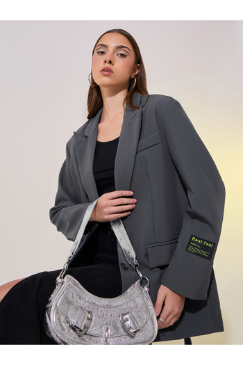 Take Two By Styli Solid Oversized Patch Detail Blazer