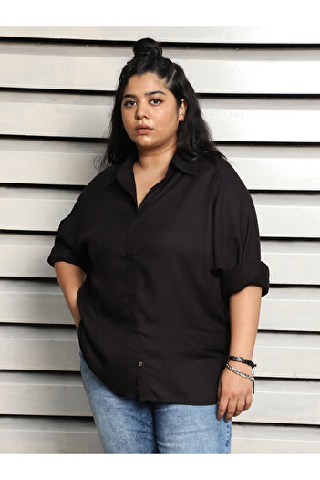 High Star By Styli Plus Size Spread Collar Boxy Fit Casual Shirt