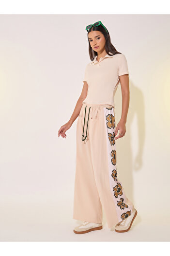 Take Two By Styli Butterfly Print Mid-Rise Wide-Leg Trousers with Drawstring