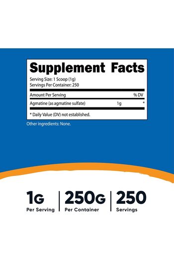 Nutricost Pure Agmatine Sulfate Powder - 250 Grams