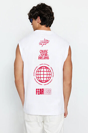 Trendyol Collection Oversize White Cotton T-Shirt - Tmnss25Al00003