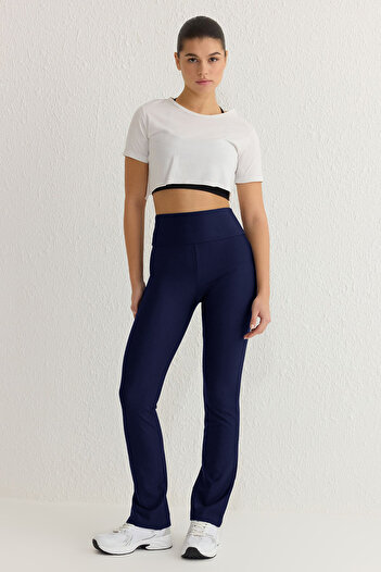 Trendyol Collection Sötétkék teljes hosszúságú, egyenesen vágott, merítő búvár kötött sport leggings THMSS25TY00009