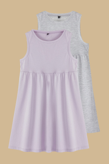 TRENDYOLKIDS Grey-Lilac Tie-Dye Knitted Dress Tkdss25El00015