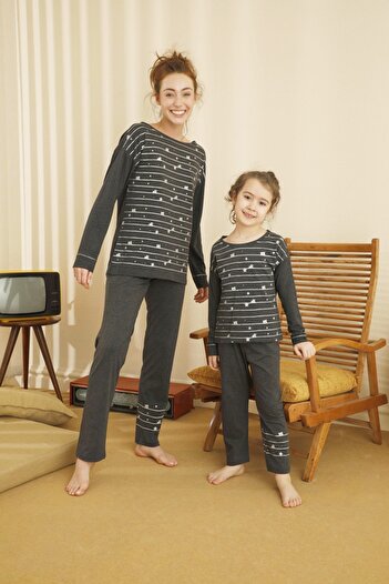 Siyah İnci Cotton Lycra Pajama Set
