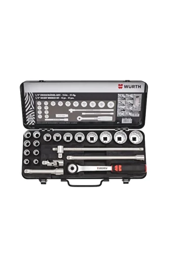 Würth 1/2 Inch 12 Corner 21 Piece Zebra Socket Wrench Set