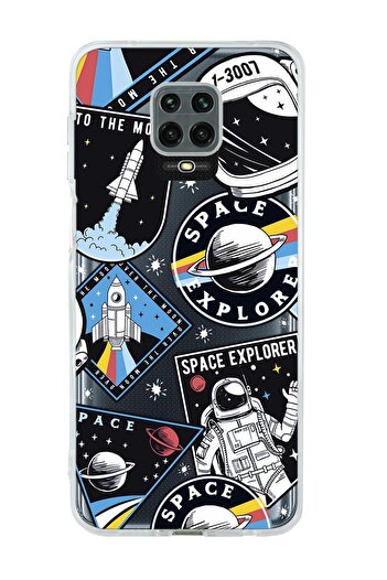 mooodcase Xiaomi Redmi Note 9 Pro Compatible Space Design Premium Transparent Silicone Case