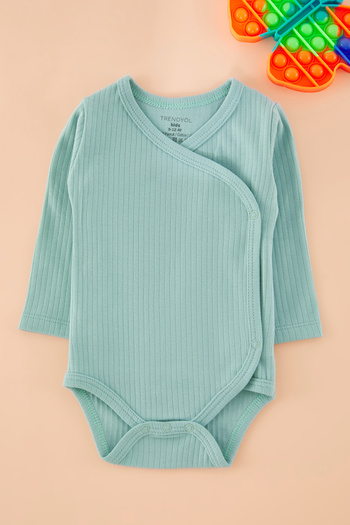 TRENDYOLKIDS Unisex Basic Kruvaz Ribbed Body Unisex Baby 100% Cotton Tkdss25Zo00004