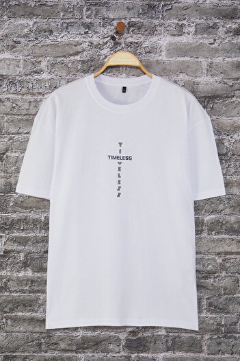 Trendyol Collection White Unstitched / Wide Cut Letter Printed 100% Cotton T-Shirt Tmnss20Ts1097