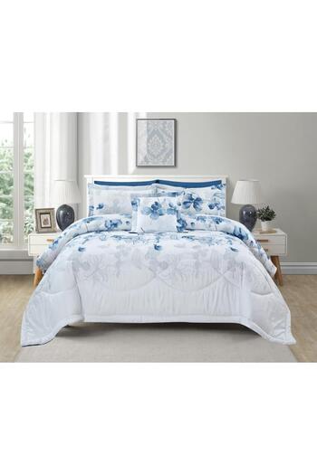 Generic En Zone Summer Double Bedspread 7 Pieces || White and Navy Checked
