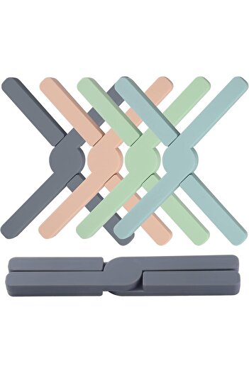COOYA 4 Pcs Foldable Silicone Trivet Mats, Hot Pot Holder Hot Pads Heat Resistant for Table Kitchen