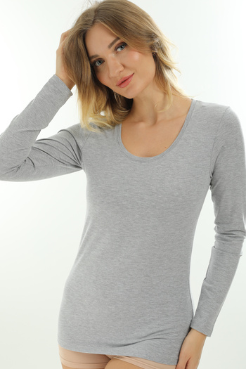Almila Women's Long Sleeve Slim Fit Bodysuit - Cotton and Lycra 2041 Model