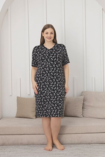 Asel Large Size Lycra Combed Cotton Nightgown