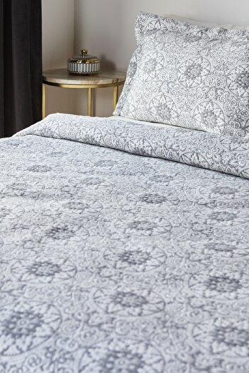 Karaca Home Anthracite Color Oriental Double Bedspread Set