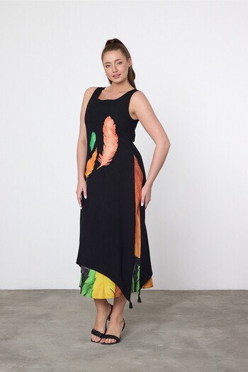 SCHIK Women's Summer Loose Sleeveless Casual Printed Dress