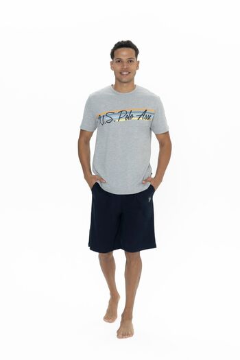 U.S. Polo Assn. U.S. Polo Assn. 18891 Men's Grey Melange Half Sleeve Round Collar Shorts Set