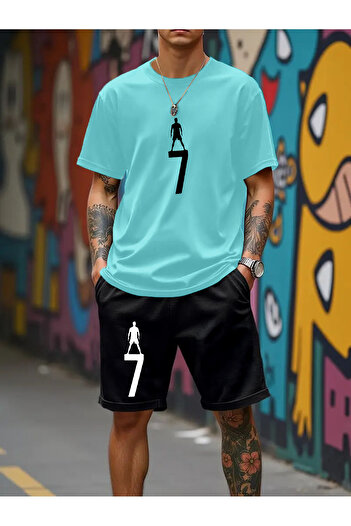 PENTHİLUS Unisex Size 7 Printed Shorts and T-Shirt Set