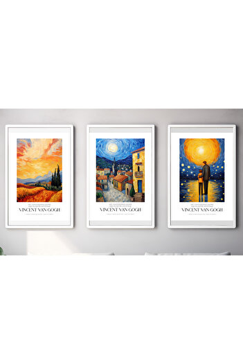 Hiras Dizayn 3 Piece Poster Set Vincent Van Gogh Paintings No4 Decorative Art Painting 3 Sizes Frameless Wall Decor