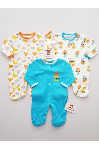 ilkimbebe 100% Cottonhappy Pineapple 3-Piece Baby Rompers