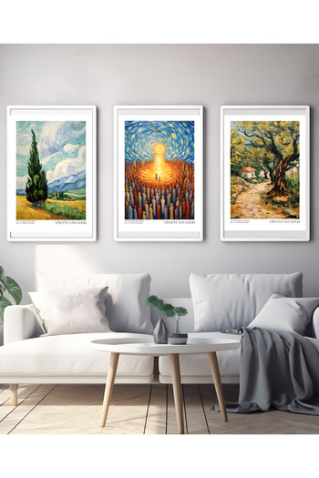 Hiras Dizayn 3 Piece Poster Set Vincent Van Gogh Paintings No1 Decorative Art Painting 3 Sizes Frameless Wall Decor