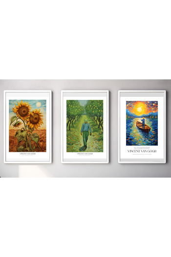 Hiras Dizayn 3 Piece Poster Set Vincent Van Gogh Paintings No3 Decorative Art Painting 3 Sizes Frameless Wall Decor