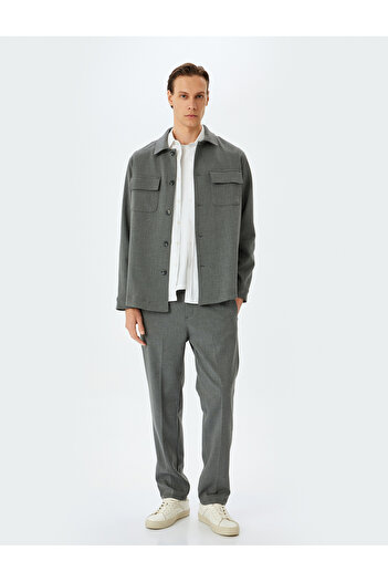Koton Loose Fit Pocket Detailed Viscose Blended Buttoned Shirt Jacket