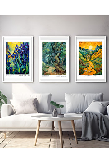 Hiras Dizayn 3 Piece Poster Set Vincent Van Gogh Paintings No2 Decorative Art Painting 3 Sizes Frameless Wall Decor