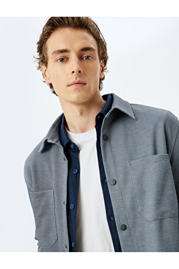 Koton Long Sleeve Button Pocket Detail Viscose Blend Shirt Jacket