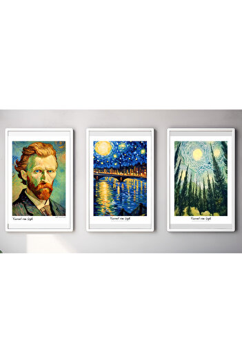 Hiras Dizayn 3 Piece Poster Set Vincent Van Gogh Paintings No6 Decorative Art Painting 3 Sizes Frameless Wall Decor