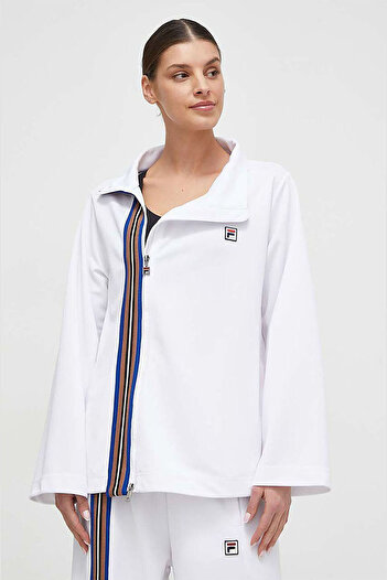 Fila Flared Asymmetrical Track Jacket with Seven Stripes Tape Detail