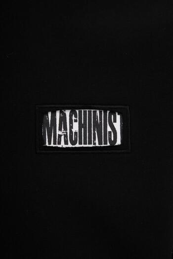 Machinist Men's Patchwork and Embroidered Oversize Black T-Shirt