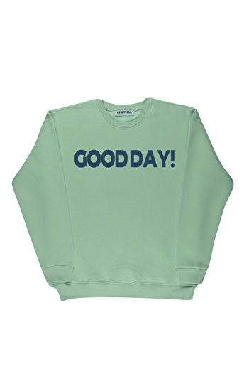 By Caspita Fashion Lenithra Good Day Світшот з принтом на спині, унісекс, оверсайз, сірий