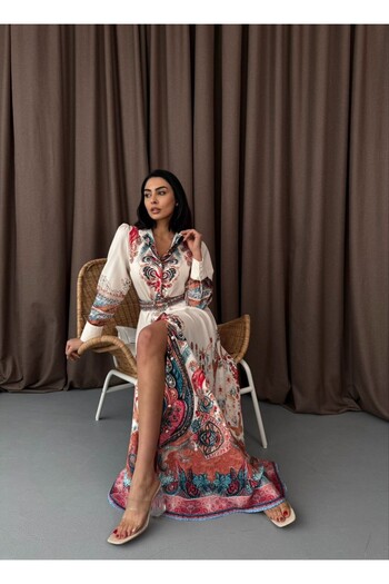 suphias Atlas Fabric Dress (Belt Included)