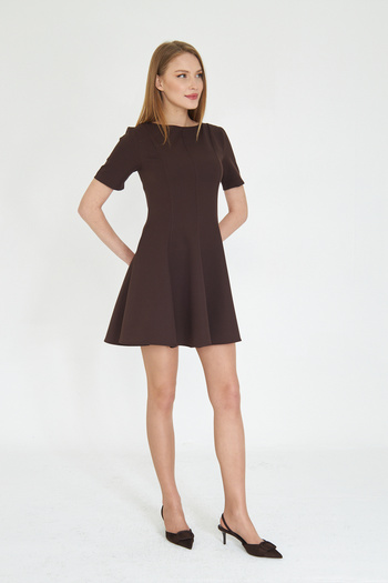 SevdeUgur Brown Flounce Short Dress / Sevde Ugur