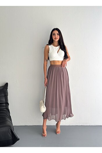 Zula Moda Γυναικεία σιφόν πλισέ φούστα