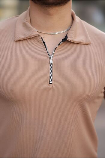 CAN Men's Half Zip Polo Neck T-Shirt