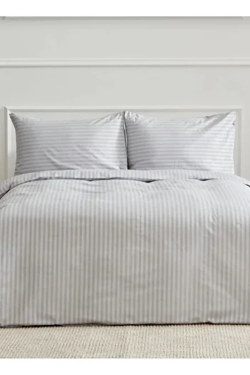 NuBuTu Cotton Satin Single Fitted Sheet Fitted Duvet Cover Set, Striped Colorful Satin Duvet Cover