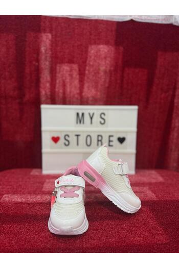 MYSSTORE KIZ ÇOCUK SİMLİ PÜSKÜLLÜ PİNK SPOR AYAKKABI BEYAZ