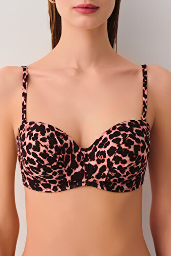 SUWEN Leopard Diana Straplez Bikini Üst