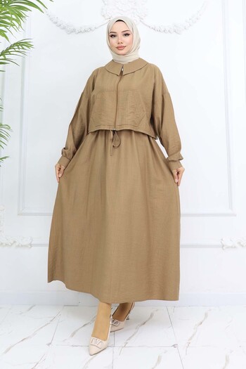 benguen Zippered Jacket Gilet Hijab Suit Mink 2240