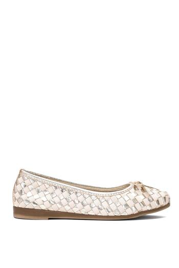 Mammamia D25Ya-525 Women's Genuine Leather Ballerinas Gold