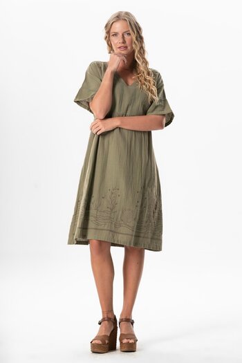 Eliş Şile Bezi Short Sleeve Midi Dress - Alize Embroidered Summer Dress