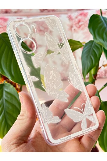 Fibaks Vivo Y16 Case Transparent Butterfly Design Patterned Camera Protection Soft Silicone Cover